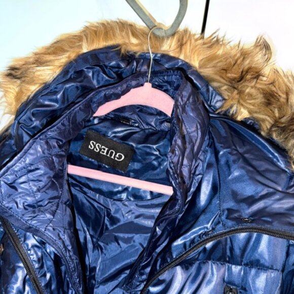 NWT Guess Puffer Jacket, metallic blue, size 10/12 - Picture 3 of 3